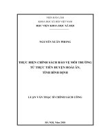 Thực hiện chính sách bảo vệ môi trường từ thực tiễn huyện hoài ân, tỉnh bình định ( Luận văn thạc sĩ)
