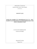 BƯỚC ĐẦU NGHIÊN CỨU TÌNH HÌNH QUẢN LÝ VÀ    BẢO VỆ RỪNG TẠI VƯỜN QUỐC GIA TRÀM CHIM HUYỆN TAM    NÔNG, TỈNH ĐỒNG THÁP 