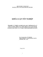 TÌM HIỂU VÀ THIẾT LẬP BỔ SUNG QUY TRÌNH QUẢN LÝ CHẤT LƯỢNG TRÊN CÁC CÔNG ĐOẠN SẢN XUẤT BÁNH  SU KEM TẠI CÔNG TY CP THỰC PHẨM KINH ĐÔ SÀI GÒN   