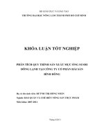   PHÂN TÍCH QUY TRÌNH SẢN XUẤT MỰC ỐNG SUSHI ĐÔNG LẠNH TẠI CÔNG TY CỔ PHẦN HẢI SẢN   BÌNH ĐÔNG 