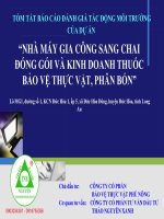 DTM Cấp Sở | (PPT) Báo cáo ĐTM Dự Án Nhà máy gia công sản xuất phân bón và thuốc BVTV Phú Nông Tỉnh Long An, 0918755356