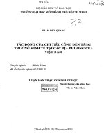 tác động của chi tiêu công đến tăng trưởng kinh tế tại các địa phương của việt nam