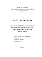 KHẢO SÁT MỐI TƯƠNG QUAN GIỮA TỔNG SỐ VI KHUẨN HIẾU KHÍ, SỐ LƯỢNG TẾ BÀO SOMA  TRONG SỮA VÀ THỜI GIAN MẤT MÀU BLUE METHYLEN 