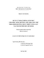 Quản lý hoạt động giáo dục cho học sinh trường tiểu học bán trú theo định hướng phát triển năng lực tại thành phố hồ chi minh 