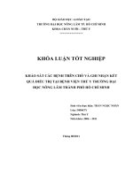   KHẢO SÁT CÁC BỆNH TRÊN CHÓ VÀ GHI NHẬN KẾT QUẢ ĐIỀU TRỊ TẠI BỆNH VIỆN THÚ Y TRƯỜNG ĐẠI  HỌC NÔNG LÂM THÀNH PHỐ HỒ CHÍ MINH 