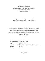 KHẢO SÁT ẢNH HƯỞNG CỦA THỨC ĂN LÊN KHẢ NĂNG TĂNG TRỌNG VÀ CÁC BIỂU HIỆN BỆNH LÝ CỦA HEO  CON TỪ SƠ SINH ĐẾN 56 NGÀY TUỔI Ở TRẠI ĐÀO NAM, CỦ CHI, TP.HCM   
