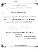 mối quan hệ giữa cấu trúc vốn và đầu tư của các doanh nghiệp niêm yết trên sở giao dịch chứng khoán thành phố hồ chí minh 