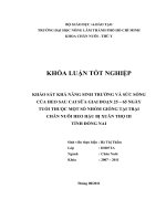 KHẢO SÁT KHẢ NĂNG SINH TRƯỞNG VÀ SỨC SỐNG CỦA HEO SAU CAI SỮA GIAI ĐOẠN 25 – 65 NGÀY   TUỔI THUỘC MỘT SỐ NHÓM GIỐNG TẠI TRẠI  CHĂN NUÔI HEO HẬU BỊ XUÂN THỌ III  TỈNH ĐỒNG NAI 