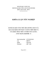 ĐÁNH GIÁ KHẢ NĂNG TIÊU HÓA DƯỠNG CHẤT CỦA HAI LOẠI KHOAI MÌ NGỌT VÀ ĐẮNG TRÊN HEO VÀ  CỦA KHẨU PHẦN THỨC ĂN HEO CON CAI SỮA CÓ SỬ DỤNG DABOMB – P   