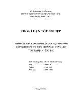   KHẢO SÁT KHẢ NĂNG SINH SẢN CỦA MỘT SỐ NHÓM GIỐNG HEO NÁI TẠI TRẠI CHĂN NUÔI HƯNG VIỆT   TỈNH BÀ RỊA – VŨNG TÀU   