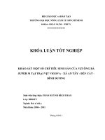    KHẢO SÁT MỘT SỐ CHỈ TIÊU SINH SẢN CỦA VỊT ÔNG BÀ SUPER M TẠI TRẠI VỊT VIGOVA  XÃ AN TÂY  BẾN CÁT   BÌNH DƯƠNG 