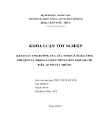 KHẢO SÁT ẢNH HƯỞNG CỦA LỨA TUỔI GÀ MÁI LƯƠNG PHƯỢNG VÀ TRỌNG LƯỢNG TRỨNG ĐẾN MỘT SỐ CHỈ  TIÊU ẤP NỞ CỦA TRỨNG 