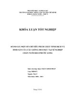    ĐÁNH GIÁ MỘT SỐ CHỈ TIÊU PHẨM CHẤT TINH DỊCH VÀ SINH SẢN CỦA CÁC GIỐNG HEO ĐỰC TẠI XÍ NGHIỆP  CHĂN NUÔI HEO PHƯỚC LONG 