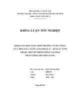  KHẢO SÁT KHẢ NĂNG SINH TRƢỞNG VÀ SỨC SỐNG  CỦA  HEO SAU CAI SỮA GIAI ĐOẠN 21 – 60 NGÀY TUỔI THUỘC MỘT SỐ NHÓM GIỐNG TẠI TRẠI   NHÂN GIỐNG HEO HÕA LONG 