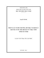 Pháp luật về bồi thường, hỗ trợ, tái định cư khi Nhà nước thu hồi đất từ thực tiễn tỉnh Tây Ninh
