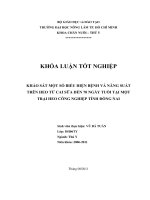   KHẢO SÁT MỘT SỐ BIỂU HIỆN BỆNH VÀ NĂNG SUẤT TRÊN HEO TỪ CAI SỮA ĐẾN 70 NGÀY TUỔI TẠI MỘT  TRẠI HEO CÔNG NGHIỆP TỈNH ĐỒNG NAI    