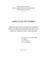 KHẢO SÁT PHẨM CHẤT TINH DỊCH CỦA ĐÀN ĐỰC GIỐNG TẠI TRẠI CHĂN NUÔI HEO XÓM MỚI  XÃ AN  NHƠN TÂY  HUYỆN CỦ CHI  TP HỒ CHÍ MINH 