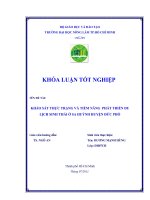 KHẢO SÁT THỰC TRẠNG VÀ TIỀM NĂNG  PHÁT TRIỂN DU LỊCH SINH THÁI Ở SA HUỲNH HUYỆN ĐỨC PHỔ  