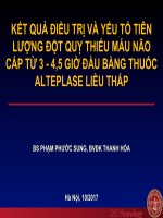 KẾT QUẢ ĐIỀU TRỊ VÀ YẾU TỐ TIÊN LƯỢNG ĐỘT QUỴ THIẾU MÁU NÃO CẤP TỪ 3 - 4,5 GIỜ ĐẦU BẰNG THUỐC ALTEPLASE LIỀU THẤP