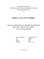 KHẢO SÁT ẢNH HƯỞNG CỦA VIỆC BỔ SUNG CHẾ PHẨM POLYVEM. S TRÊN SỰ TĂNG TRỌNG  CỦA GÀ LƯƠNG PHƯỢNG   