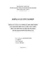   KHẢO SÁT NĂNG SUẤT SINH SẢN, BIỂU HIỆN BỆNH  SAU KHI SINH TRÊN NÁI VÀ TIÊU CHẢY TRÊN   HEO CON THEO MẸ TẠI TRẠI QUANG KHẢI  HUYỆN TRẢNG BOM TỈNH ĐỒNG NAI 