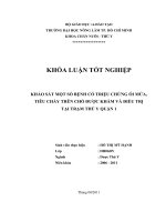 KHẢO SÁT MỘT SỐ BỆNH CÓ TRIỆU CHỨNG ÓI MỬA, TIÊU CHẢY TRÊN CHÓ ĐƯỢC KHÁM VÀ ĐIỀU TRỊ   TẠI TRẠM THÚ Y QUẬN 1 