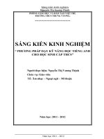 SKKN PHƯƠNG PHÁP dạy kỹ NĂNG đọc TIẾNG ANH CHO học SINH cấp THCS”