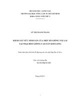 KHẢO SÁT SỨC SINH SẢN CỦA MỘT SỐ GIỐNG NÁI LAI TẠI TRẠI HEO GIỐNG CAO SẢN KIM LONG   