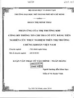phản dứng của thị trường khi công bố thông tin chi trả cổ tức bằng tiền nghiên cứu thực nghiệm trên thị trường chứng khoán việt nam 