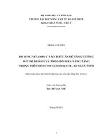   BỔ SUNG VITAMIN C VÀO THỨC ĂN ĐỂ TĂNG CƯỜNG      SỨC ĐỀ KHÁNG VÀ THEO DÕI KHẢ NĂNG TĂNG     TRỌNG TRÊN HEO CON GIAI ĐOẠN 28 – 63 NGÀY TUỔI   