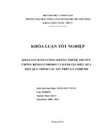 KHẢO SÁT HÀM LƯỢNG KHÁNG THỂMẸ TRUYỀN CHỐNG BỆNH GUMBORO VÀ ĐÁNH GIÁ HIỆU QUẢ  MỘT QUY TRÌNH VẮC XIN TRÊN GÀ COBB 500 
