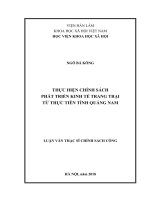 Thực hiện chính sách phát triển kinh tế trang trại từ thực tiễn Tỉnh Quảng Nam (Luận văn thạc sĩ)
