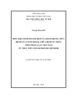 Điều kiện kinh doanh dịch vụ khám bệnh, chữa bệnh của cơ sở khám, chữa bệnh tư nhân theo pháp luật Việt Nam từ thực tiễn thành phố Hồ Chí Minh