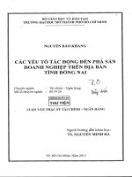các yếu tố tác động đến phá sản doanh nghiệp trên địa bàn tỉnh đồng nai 
