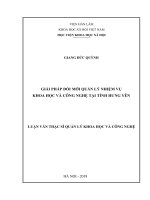 Giải pháp đổi mới quản lý nhiệm vụ khoa học và công nghệ tại tỉnh hưng yên