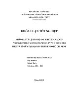    KHẢO SÁT TỶ LỆ BẢO HỘ SAU KHI TIÊM VACCIN PHÒNG BỆNH LỞ MỒM LONG MÓNG TYPE O TRÊN HEO  THỊT VÀ BÒ SỮA TẠI ĐỊA BÀN THÀNH PHỐ HỒ CHÍ MINH  
