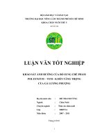   KHẢO SÁT ẢNH HƯỞNG CỦA BỔ SUNG CHẾ PHẨM POLYENZYM – VEM  K ĐẾN TĂNG TRỌNG  CỦA GÀ LƯƠNG PHƯỢNG   