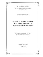 KHẢO SÁT VÀ ĐÁNH GIÁ TIỀM NĂNG   DU LỊCH SINH THÁI NÚI GIA LÀO  HUYỆN XUÂN LỘC  TỈNH ĐỒNG NAI   