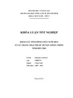   KHẢO SÁT TÌNH HÌNH CHĂN NUÔI HEO  Ở CÁC TRANG TRẠI THUỘC HUYỆN GIỒNG TRÔM   TỈNH BẾN TRE  