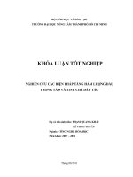   NGHIÊN CỨU CÁC BIỆN PHÁP TĂNG HÀM LƯỢNG DẦU TRONG TẢO VÀ TINH CHẾ DẦU TẢO   