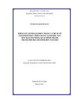 KHẢO SÁT, ĐÁNH GIÁ HIỆN TRẠNG VÀ ĐỀ XUẤT GIẢI PHÁP PHÁT TRIỂN MẢNG XANH KHU VỰC  BÁN ĐẢO THANH ĐA QUẬN BÌNH THẠNH  THÀNH PHỐ HỒ CHÍ MINH ĐẾN NĂM 2015   