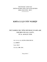   THỬ NGHIỆM VIỆC TIÊM CHẾ PHẨM VITAMIN ADE CHO HEO CON SAU CAI SỮA   TỪ 24 – 60 NGÀY TUỔI 