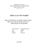   KHẢO SÁT TÌNH TRẠNG VẤY NHIỄM VI SINH VẬT TRÊN THỊT TƯƠI TẠI MỘT SỐ NHÀ HÀNG QUÁN ĂN    THUỘC ĐỊA BÀN TP. HỒ CHÍ MINH 