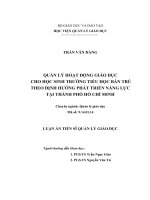 Quản lý hoạt động giáo dục cho học sinh trường tiểu học bán trú theo định hướng phát triển năng lực tại thành phố hồ chi minh (tt0 