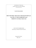 PHÂN TÍCH THỰC TRẠNG QUẢN TRỊ NGUỒN NHÂN LỰC TẠI CÔNG TY TRÁCH NHIỆM HỮU HẠN   PERFETTI VAN MELLE VIỆT NAM   