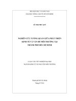   NGHIÊN CỨU TƯƠNG QUAN GIỮA PHÁT TRIỂN  KINH TẾ VÀ VẤN ĐỀ MÔI TRƯỜNG TẠI   THÀNH PHỐ HỒ CHÍ MINH    