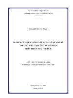 NGHIÊN CỨU QUÁ TRÌNH XÂY DỰNG VÀ QUẢNG BÁ THƯƠNG HIỆU TẠI CÔNG TY CỔ PHẦN   PHÁT TRIỂN NHÀ THỦ ĐỨC     
