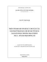 PHÂN TÍCH RỦI RO TÍN DỤNG VÀ ĐỀ XUẤT CÁC GIẢI PHÁP NHẰM HẠN CHẾ RỦI RO TÍN DỤNG TẠI NGÂN HÀNG THƯƠNG MẠI CỔ PHẦN ĐẠI Á – SỞ GIAO DỊCH ĐỒNG NAI