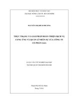 THỰC TRẠNG VÀ GIẢI PHÁP HOÀN THIỆN DỊCH VỤ CUNG ỨNG VÀ QUẢN LÍ NHÂN SỰ CỦA CÔNG TY   CỔ PHẦN LA  