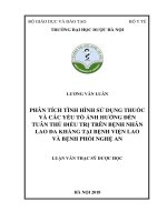 Phân tích tình hình sử dụng thuốc và các yếu tố ảnh hưởng đến tuân thủ điều trị trên bệnh nhân lao đa kháng tại bệnh viện lao và bệnh phổi nghệ an 